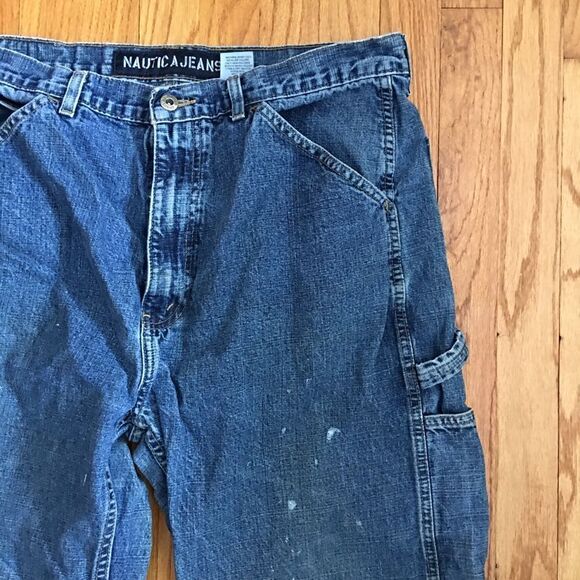 Nautica Carpenter Distressed Denim Blue Jeans 36 x 34 - Picture 1 of 11